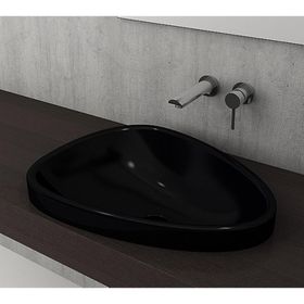 Bocchi Etna 1112-005-0125 58 cm Parlak Siyah Tezgah Üstü Lavabo
