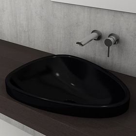 Bocchi Etna 1112-005-0125 58 cm Parlak Siyah Tezgah Üstü Lavabo