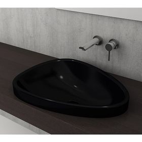 Bocchi Etna 1112-005-0125 58 cm Parlak Siyah Tezgah Üstü Lavabo