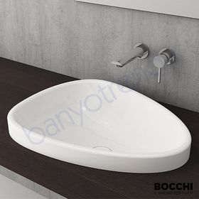 Bocchi Etna 58 cm Parlak Beyaz Yarım Tezgah Lavabo