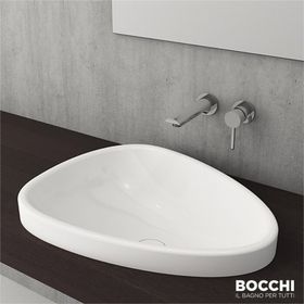 Bocchi Etna 58 cm Parlak Beyaz Yarım Tezgah Lavabo