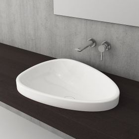Bocchi Etna 58 cm Parlak Beyaz Yarım Tezgah Lavabo