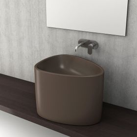 Bocchi Etna 58 cm Tezgah Üstü Monoblok Mat Kahve Lavabo