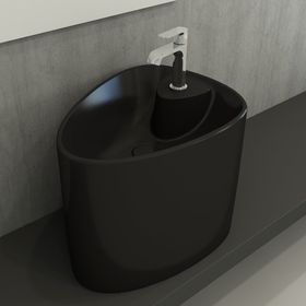Bocchi Etna 58 cm Tezgah Üstü Monoblok Mat Siyah Lavabo
