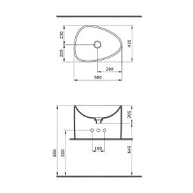 Bocchi Etna 58 cm Tezgah Üstü Monoblok Mat Siyah Lavabo