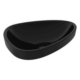 Bocchi Etna 58 cm Tezgah Üstü Monoblok Parlak Siyah Lavabo