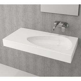 Bocchi Etna 90 cm Parlak Beyaz Armatür Delikli Etajerli Lavabo