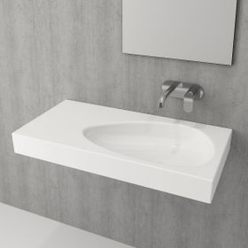 Bocchi Etna 90 cm Parlak Beyaz Armatür Delikli Etajerli Lavabo