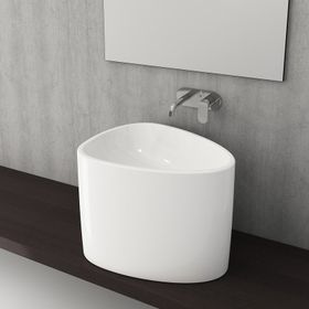 Bocchi Etna Parlak Beyaz Tezgah Üstü Monoblok Lavabo