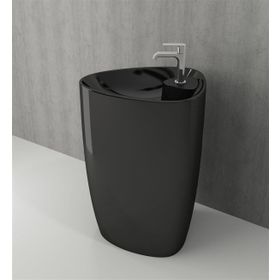 Bocchi Etna Parlak Siyah Yerden Monoblok Banklı Lavabo Batarya