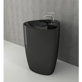 Bocchi Etna Parlak Siyah Yerden Monoblok Banklı Lavabo Batarya