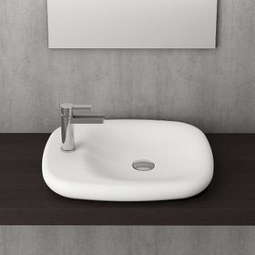 Bocchi Fenice 54 cm Mat Beyaz Armatür Deliksiz Çanak Lavabo