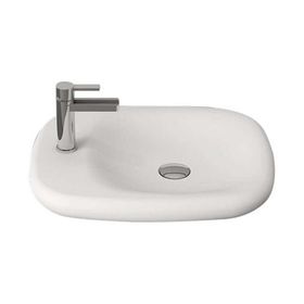 Bocchi Fenice 54 cm Mat Beyaz Armatür Deliksiz Çanak Lavabo