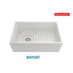 Bocchi Lavello 76 cm Parlak Beyaz Mutfak Evyesi