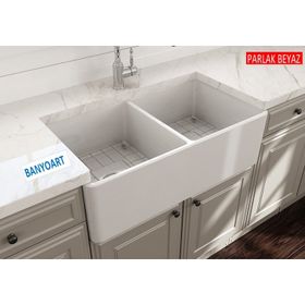 Bocchi Lavello 85 cm Parlak Beyaz Mutfak Evyesi