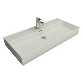 Bocchi Milano 100 cm Tezgah Üstü Parlak Beyaz Lavabo