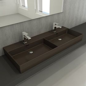Bocchi Milano 120 cm Mat Kahve Çift Gözlü Tezgah Üstü Asma Lavabo