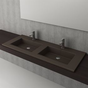 Bocchi Milano 120 cm Mat Kahve Çift Gözlü Tezgah Üstü Asma Lavabo