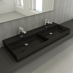 Bocchi Milano 120 cm Mat Siyah Çift Gözlü Tezgah Üstü Asma Lavabo