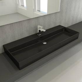 Bocchi Milano 120 cm Mat Siyah Çift Gözlü Tezgah Üstü Asma Lavabo