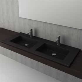 Bocchi Milano 120 cm Mat Siyah Çift Gözlü Tezgah Üstü Asma Lavabo
