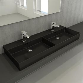 Bocchi Milano 120 cm Mat Siyah Çift Gözlü Tezgah Üstü Asma Lavabo