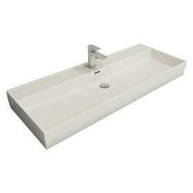 Bocchi Milano 120 cm Parlak Beyaz Etajerli Tezgah Üstü Asma Lavabo