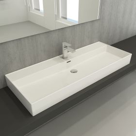 Bocchi Milano 120 cm Parlak Beyaz Etajerli Tezgah Üstü Asma Lavabo