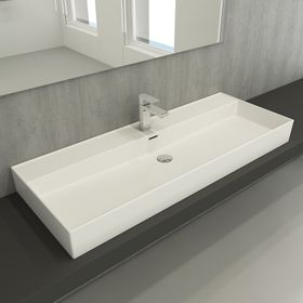 Bocchi Milano 120 cm Parlak Beyaz Etajerli Tezgah Üstü Asma Lavabo
