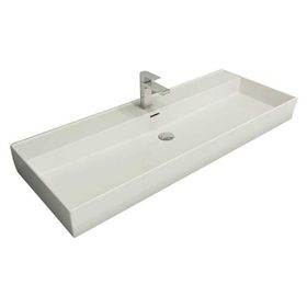 Bocchi Milano 120 cm Parlak Beyaz Etajerli Tezgah Üstü Asma Lavabo