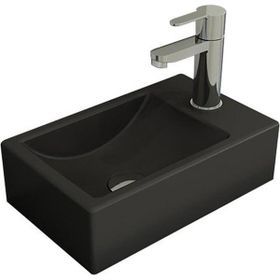 Bocchi Milano 37 cm Mat Antrasit Dar Sağ Tezgah Üstü Asma Lavabo