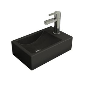 Bocchi Milano 37 cm Mat Antrasit Dar Sağ Tezgah Üstü Asma Lavabo