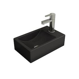 Bocchi Milano 37 cm Mat Antrasit Dar Sağ Tezgah Üstü Asma Lavabo