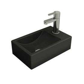 Bocchi Milano 37 cm Mat Antrasit Dar Sağ Tezgah Üstü Asma Lavabo