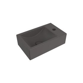 Bocchi Milano 37 cm Mat Antrasit Dar Sağ Tezgah Üstü Asma Lavabo