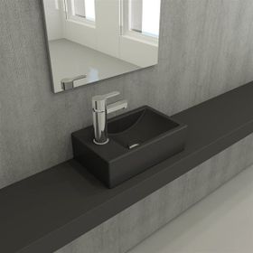 Bocchi Milano 37 cm Mat Antrasit Dar Sol Tezgah Üstü Asma Lavabo