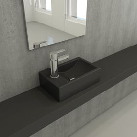 Bocchi Milano 37 cm Mat Antrasit Dar Sol Tezgah Üstü Asma Lavabo