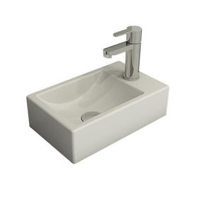 Bocchi Milano 37 cm Mat Beyaz Dar Sağ Tezgah Üstü Asma Lavabo