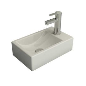 Bocchi Milano 37 cm Mat Beyaz Dar Sağ Tezgah Üstü Asma Lavabo