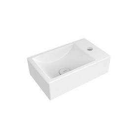 Bocchi Milano 37 cm Mat Beyaz Dar Sağ Tezgah Üstü Asma Lavabo
