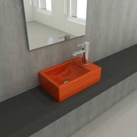 Bocchi Milano 37 cm Mat Siyah Dar Sol Tezgah Üstü Asma Lavabo