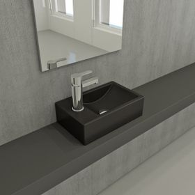 Bocchi Milano 37 cm Mat Siyah Dar Sol Tezgah Üstü Asma Lavabo