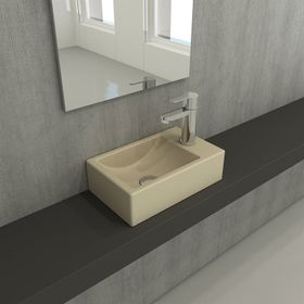 Bocchi Milano 37 cm Mat Yasemin Dar Sol Tezgah Üstü Asma Lavabo