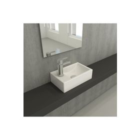 Bocchi Milano 37 cm Parlak Beyaz Dar Sol Tezgah Üstü Asma Lavabo