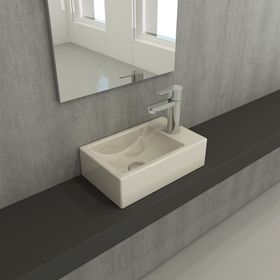 Bocchi Milano 37 cm Parlak Bisküvi Dar Sol Tezgah Üstü Asma Lavabo