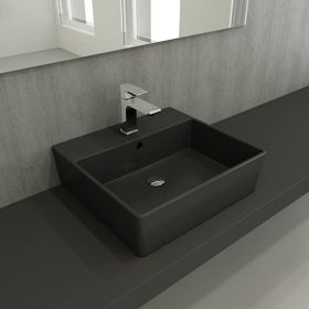 Bocchi Milano 50 cm Çanak Batarya Delikli Mat Antrasit Lavabo