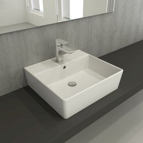 Bocchi Milano 50 cm Çanak Batarya Delikli Mat Beyaz Lavabo