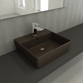Bocchi Milano 50 cm Çanak Batarya Delikli Mat Kahve Lavabo