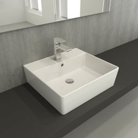 Bocchi Milano 50 cm Çanak Batarya Delikli Parlak Beyaz Lavabo