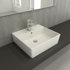 Bocchi Milano 50 cm Çanak Batarya Delikli Parlak Beyaz Lavabo